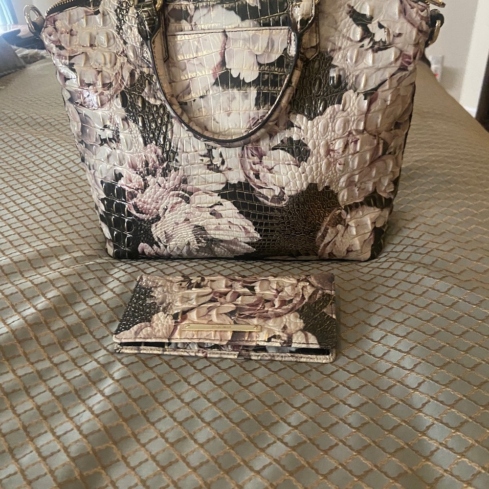 Brahmin Large Duxbury Satchel Eden Melbourne with matching wallet